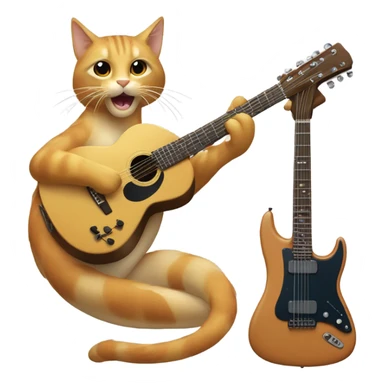 Animal fantástico mitad gato mitad dragón tocando la guitarra sticker