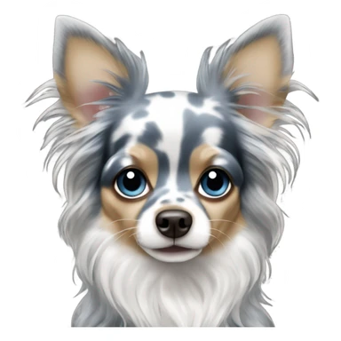 Blue merle chihuahua long hair with spotted face sticker