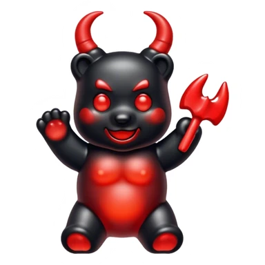 Black and red gummybear with devil horns sticker