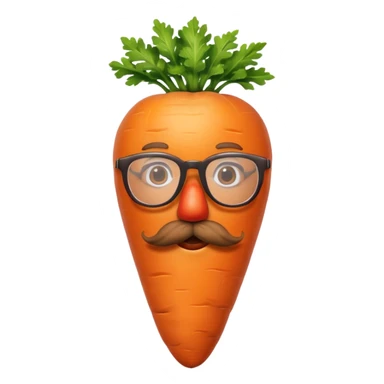 short orange carrot with red mustache and glasses sticker