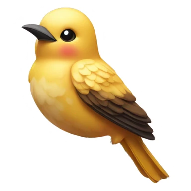 Realistic Golden bird with pink wings sitting on cherry blossom branch sticker