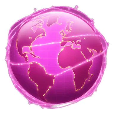 Pink and light pink, sparkly interconnected fiber optic, network, world globe   sticker