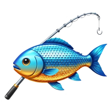a fishing rod and fish sticker