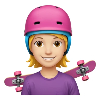 skater with skateboard and colorful helmet sticker