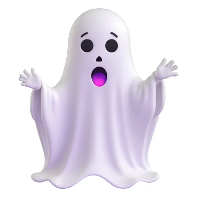 emoji dressed as a little ghost with a terrified expression sticker