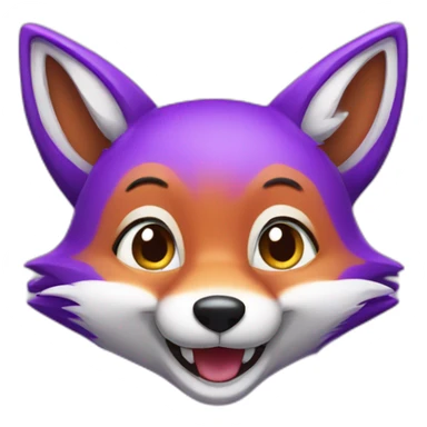 a purple fox with a big smile sticker