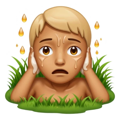 A person melting into the grass And crying  sticker