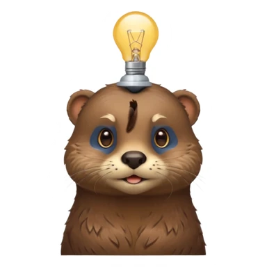 otter with lightbulb on the head sticker