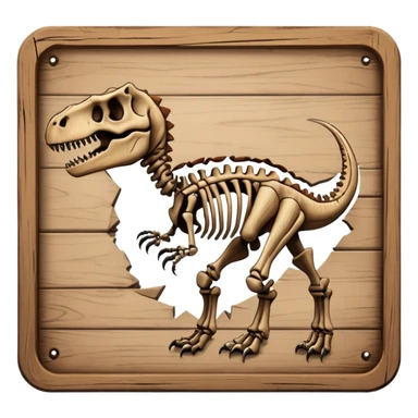 Dinosaur Signboard – Wooden board with a dinosaur skeleton drawing sticker