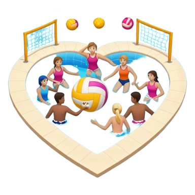 Natación  y voley en un corazón de color  sticker