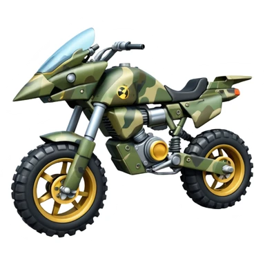 a 4-wheel camouflage army massive mech motorcycle shooting forward side-hill active suspension enemy mech off-road racing motorcycle  sticker