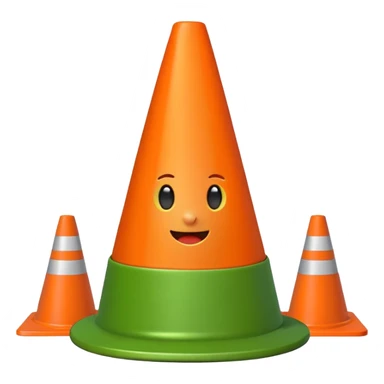 green tank squashing a traffic cone under its treads, emoji style sticker