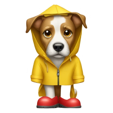 Dog wearing red rain boots and yellow raincoat  sticker