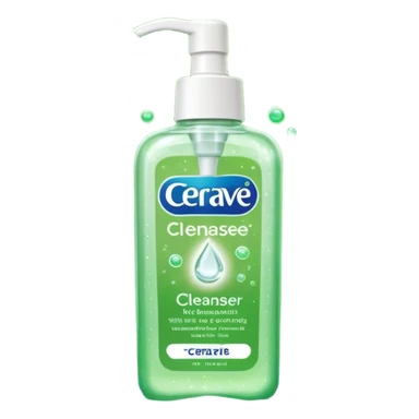 `CeraVe-shaped cleanser white rectangular pump bottle with soft green label CeraVe” stripe. Surrounded by floating water bubbles, glowing light particles, and a gentle green mist. Feels like a calm hydration spell in a bottle. Clean, glossy, emoji-style.`magical
 sticker