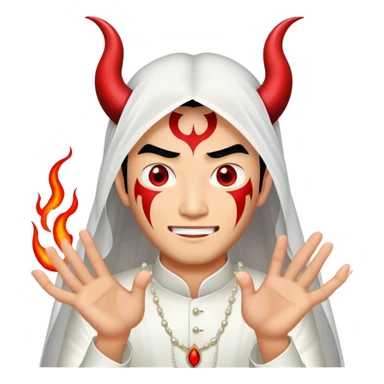 an asian male bride with the face of devil in wedding dress sticker