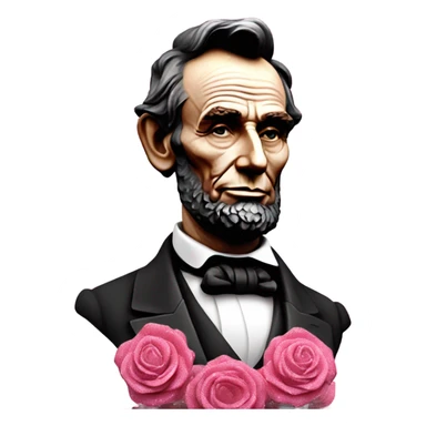 Pink ombre statue of Abraham Lincoln with glitter and roses  sticker