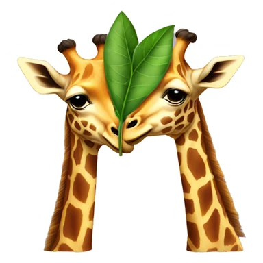 Two headed giraffe sharing a leaf sticker