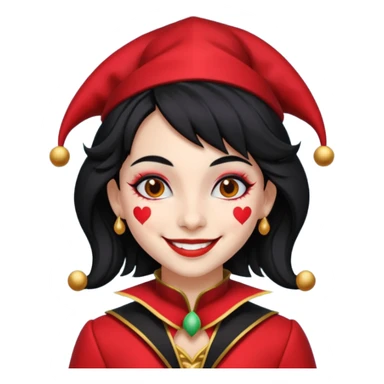 Jester girl, black and red suit, black hair sticker