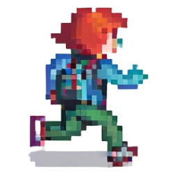 person running, pixel art style sticker