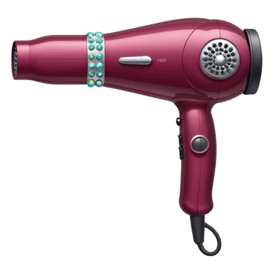 burgundy blow dryer covered in gems sticker