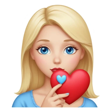 Une femme blonde yeux bleus qui envoi un bisous cœur sticker