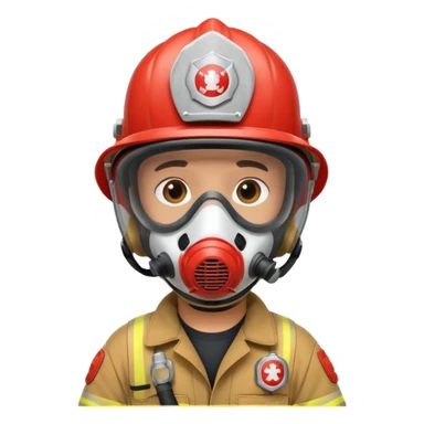 Firefighter with white color helmet and respiratory protection sticker