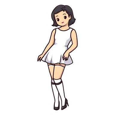 Girl in a cute fashionable dress with stockings and high heel shoes sticker