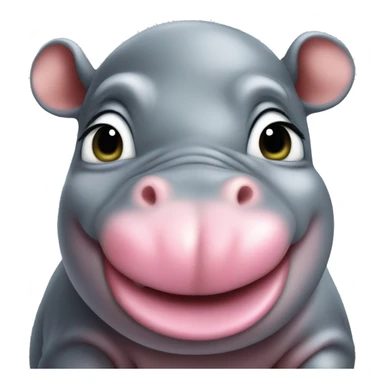 baby hippo puckering lips blowing a heart sticker