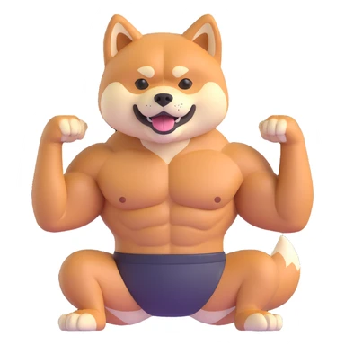 shiba inu, with muscles and abs sticker