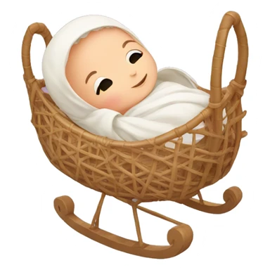 Newborn in a rattan cradle sticker