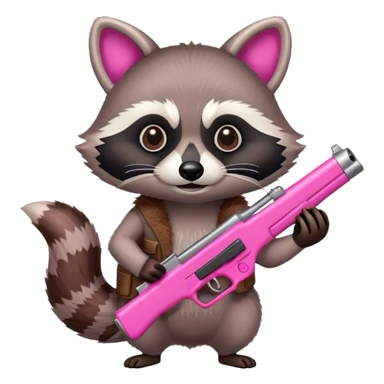 Raccoon holding a pink gun sticker