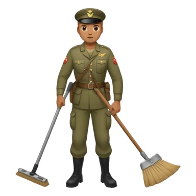Soldier sweeping floor sticker