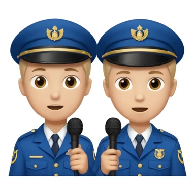 2 boys brigade parade EMCEES speaking into mics sticker