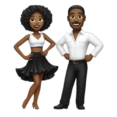 A salsa dancing couple with white and black outfits sticker
