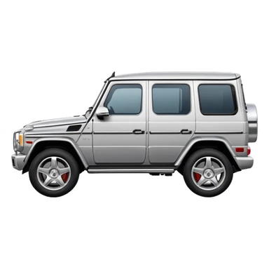 Mercedes G-Class SUV side view silver color, in the style of Apple emoji sport utility vehicle, rounded, cartoonish, glossy, simple details sticker