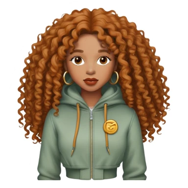 SZA with her iconic curly hair and stylish outfit sticker