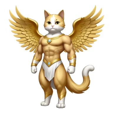 Golden Divine god angel Omni Black and white Super muscular Buff sigma Gigachad cat full body tuxedo colored  sticker