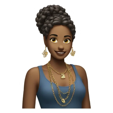 smirking girl outdoors with jewelry sticker