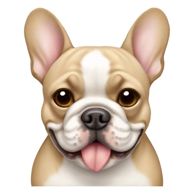 smily adult beige french bulldog with white center face with a mole on the right ear sticker