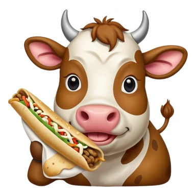 Cow eating shawarma  sticker