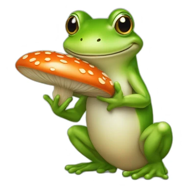 Une grenouille qui tiens un champignon sticker