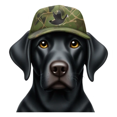 Black Labrador retriever duck hunting, in a camo hat ￼ sticker