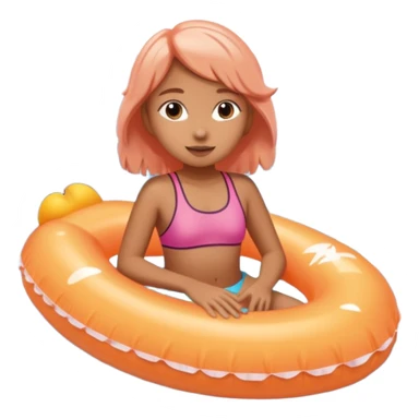 Girl in a peach colored floatie swimming underneath a waterfall sticker
