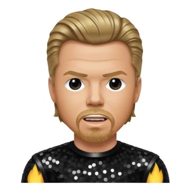 James Hetfield with dark blonde hair, black sequin outfit  sticker