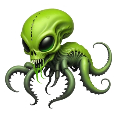 Toxic Chartreuse-Green Slime-Glossed Acid-Patterned Venom-Duskull-Xenomorph-hybrid-creature (full body) sticker