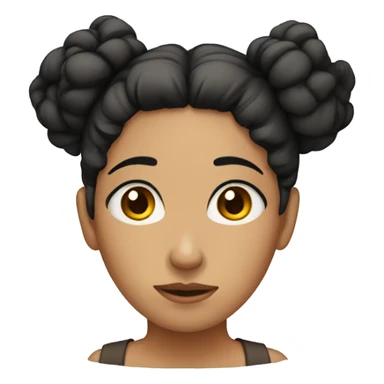 very sad woman with hair with bun and black hair and brown eyes sticker