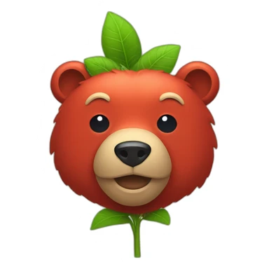 red bear head with plant hat sticker