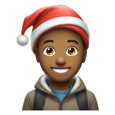 smiling boy outdoors portrait with a Santa hat  sticker