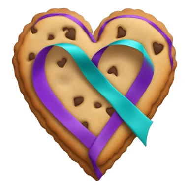 Cookie heart with purple teal awareness ribbon loop sticker