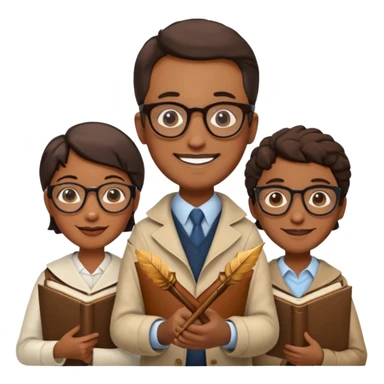 A giant quill and three professors sticker